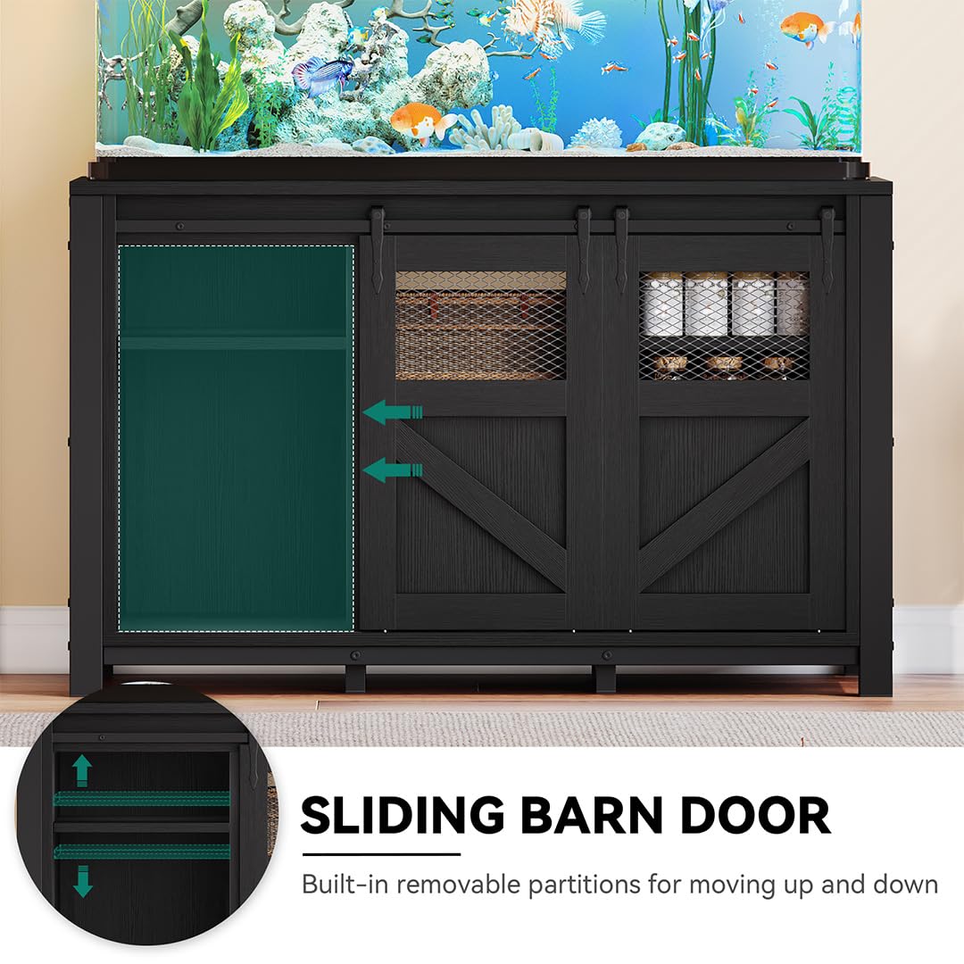 YITAHOME 120 Gallon Fish Tank Stand with Power Outlets, Heavy Duty Large Aquarium Stand with Barn Door, Reptile Tank Turtle Terr